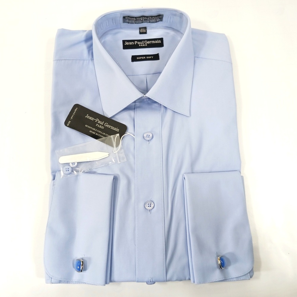 Jean-Paul Germain Paris Mens Dress Shirt Light Blue French Cuff 15.5 32/33 615FC